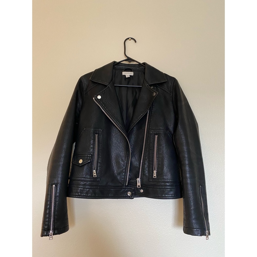 Topshop Faux Leather Moto Jacket